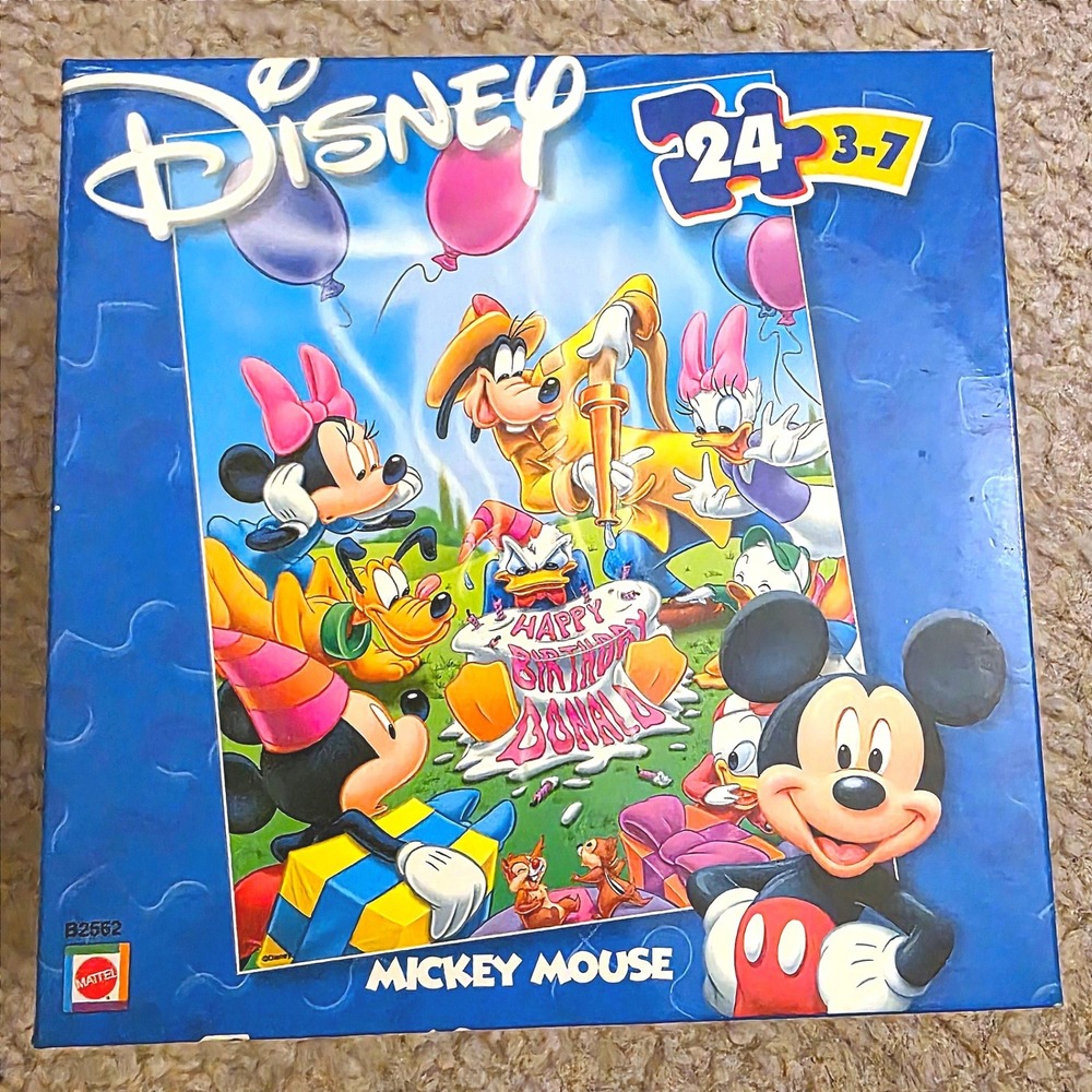 Disney Mattel Mickey Mouse Donald Duck Birthday 24 Piece Jigsaw Puzzle